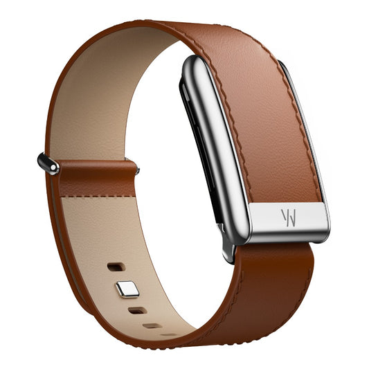 WHOOP 5.0 LeatherLuxe Straight Band - Chestnut/Cream with Titanium