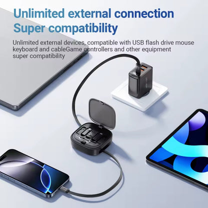 Acefast J3 Multifunctional Travel Set with Retractable Charging Data Cable Black