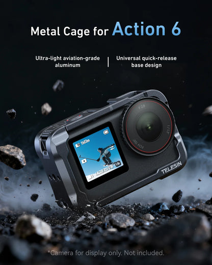 Telesin Metal Cage Kit with Lens Cap for DJI Osmo Action 6