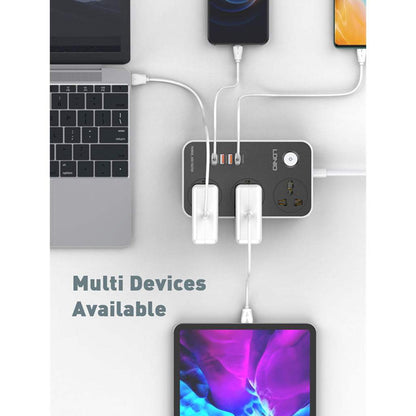 LDNIO SC3412 2500W Power Strip 3 AC 1 USB-C and 3 USB-A 20W Outlets