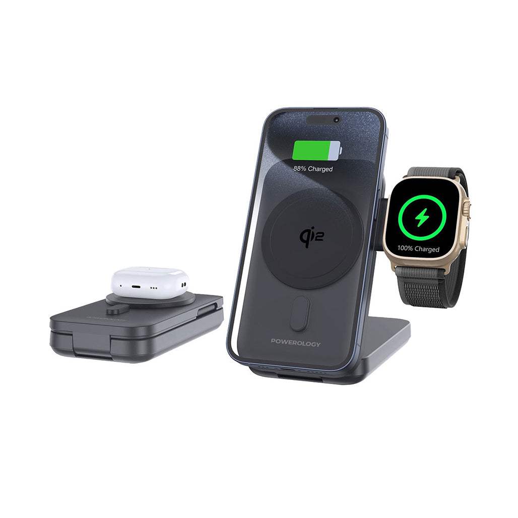 Powerology 10000mAh 3 in 1 Qi2 15W MagSafe Power Bank