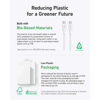 Anker 544 Bio-Based 140W USB-C To USB-C Cable 1m  Durable Eco-Friendly