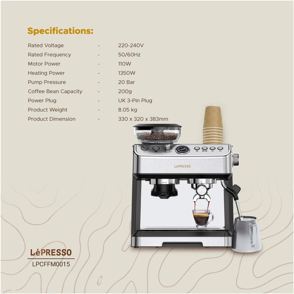LePresso LP015 20 BAR Advanced Espresso Machine with Pressure Gauge