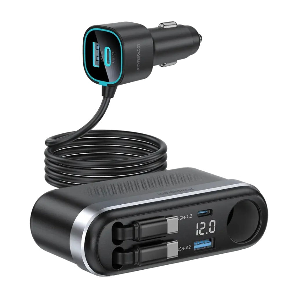 Powerology Currnex 60W Multi-Port Car Charger - Black - PCCSR19BK