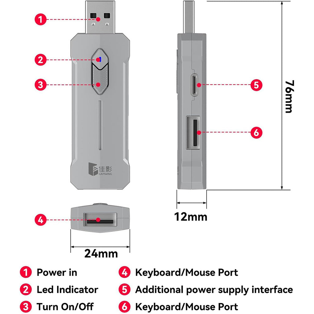 5 in 1 Mobile Game Combo Pack - RGB Mini Gaming Keyboard & Mouse & Mobile Holder,Gaming Adapter with Mobile Game Converter for Android Mobile Phone (X8)