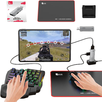 5 in 1 Mobile Game Combo Pack - RGB Mini Gaming Keyboard & Mouse & Mobile Holder,Gaming Adapter with Mobile Game Converter for Android Mobile Phone (X8)