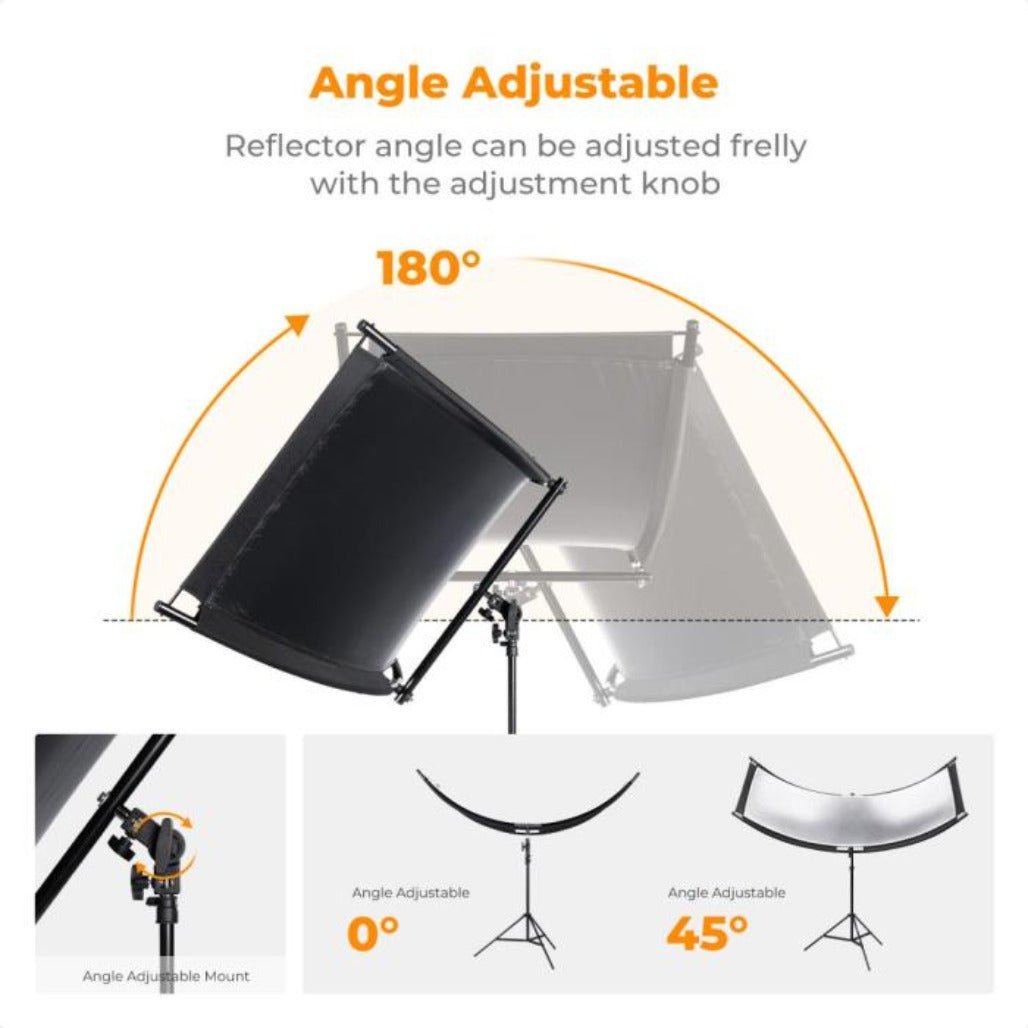 K&F Curved Reflector - 180x60cm with 1.9m Stand