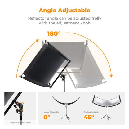 K&F Curved Reflector - 180x60cm with 1.9m Stand