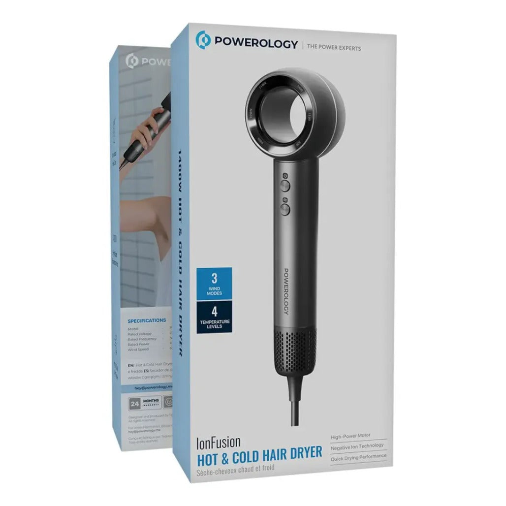 Powerology lonFusion Hot & Cold Hair Dryer - Gray