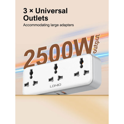 LDNIO 3 AC Outlets Portable Extension Power Socket - SC3317