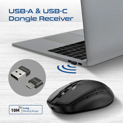 Promate Flixi - Dual Mode Wireless Mouse with Rechargeable Battery BT & 2.4GHz Connectivity