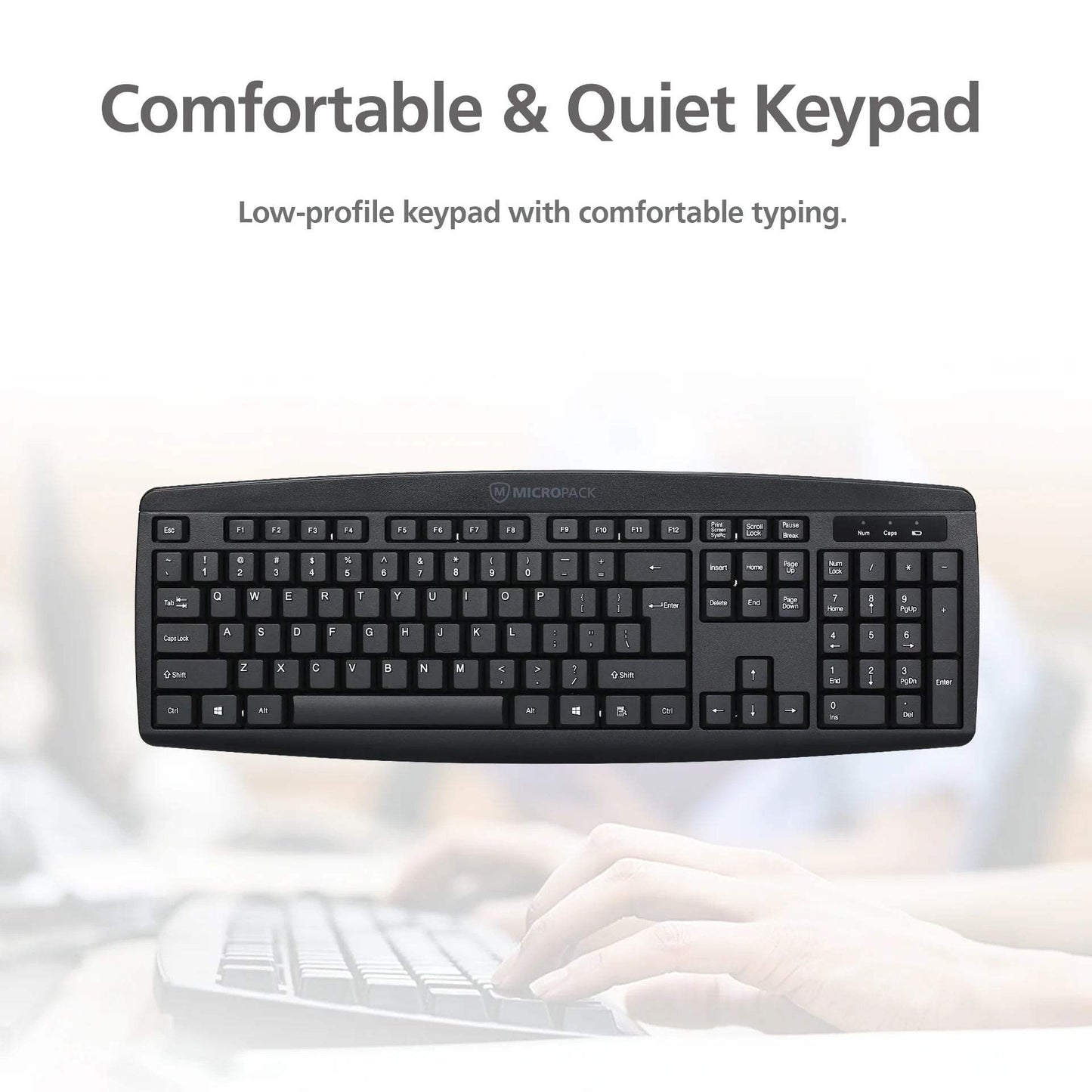 Micropack KM-203W Spill Resistant Wireless Keyboard and Mouse Combo - Arabic