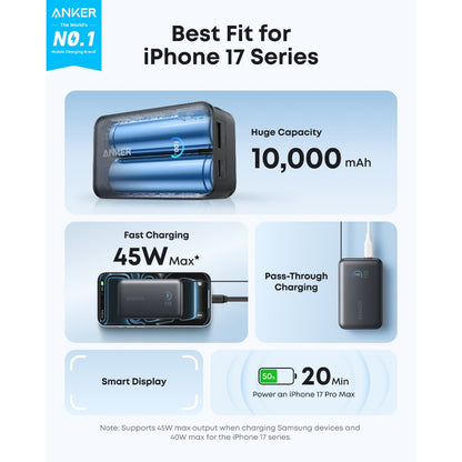 Anker Nano Power Bank (10K, 45W, Built-In Retractable USB-C Cable) - A1638H11