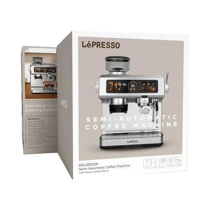 Lepresso Deliziosa Semi-Automatic Coffee Machine with Touch Control Panel - Silver