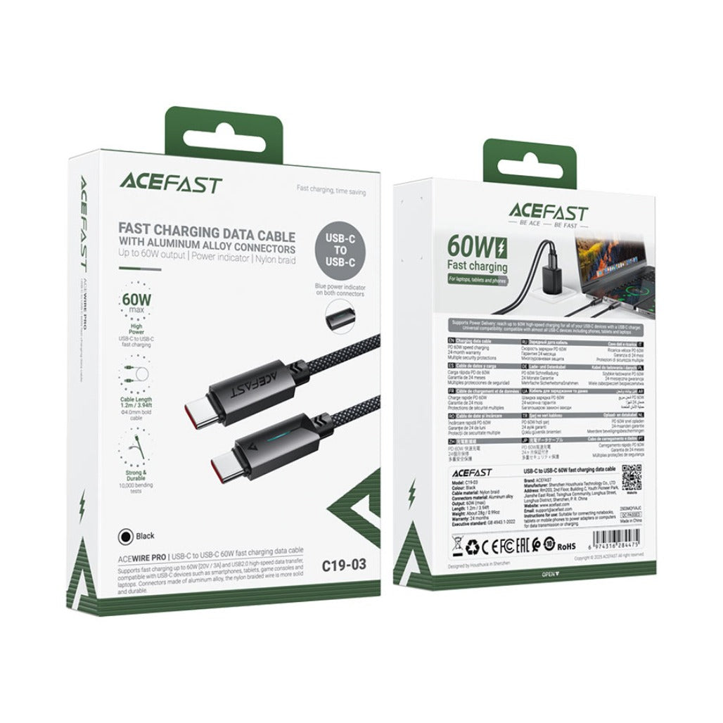 Acefast C19-03 USB-C to USB-C Charging Data Cable 60W