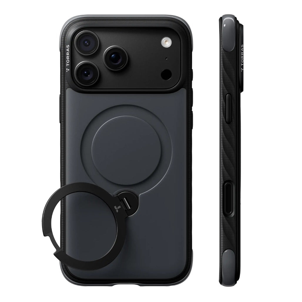 Torras Ostand Q3 Rugged for iPhone 18 Pro/18 Pro Max - Jet Black