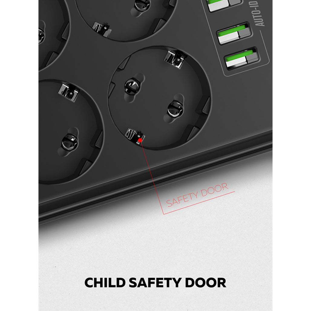 LDNIO SE6403 2500W Defender Series 6 AC + 4 USB Outlets EU Power Strip