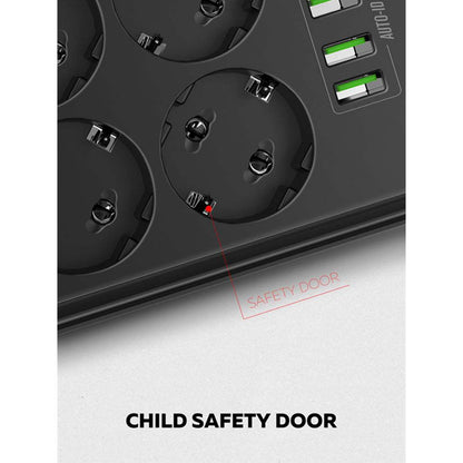 LDNIO SE6403 2500W Defender Series 6 AC + 4 USB Outlets EU Power Strip