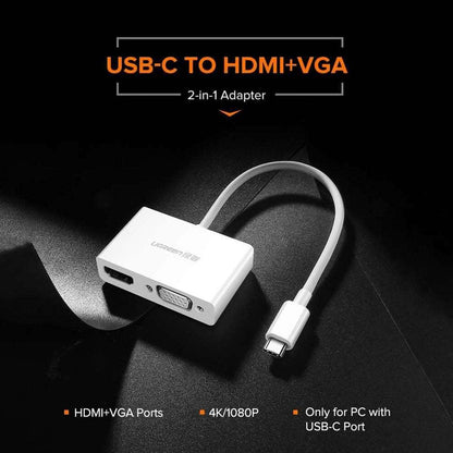 UGREEN 30843 Type-C to HDMI VGA Converter White