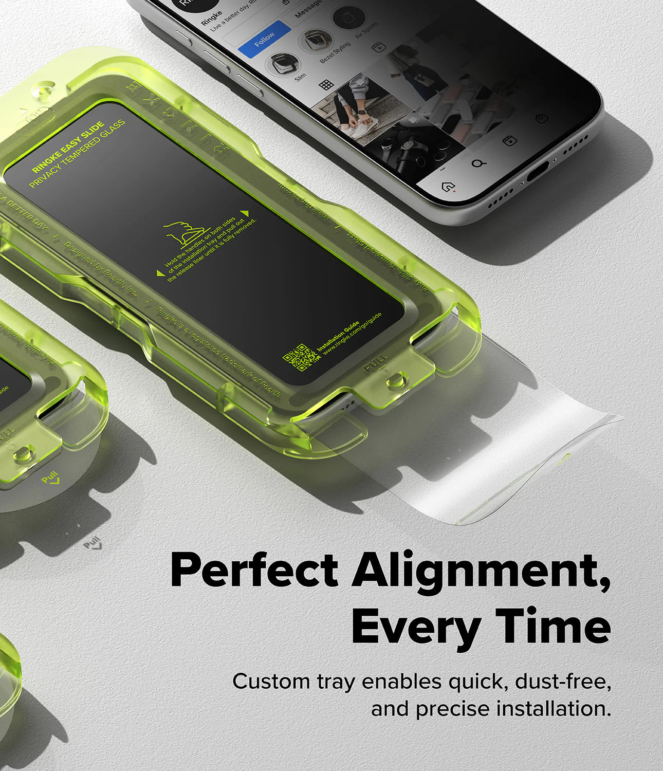 Ringke iPhone 17 Pro Screen Protector - Easy Slide Privacy Tempered Glass