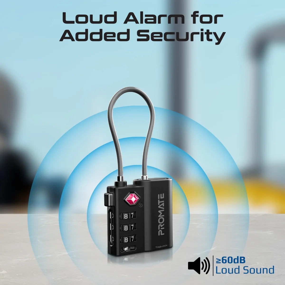 Promate TSA Luggage Lock with Smart Precision Tracking Tag, works with Find My App