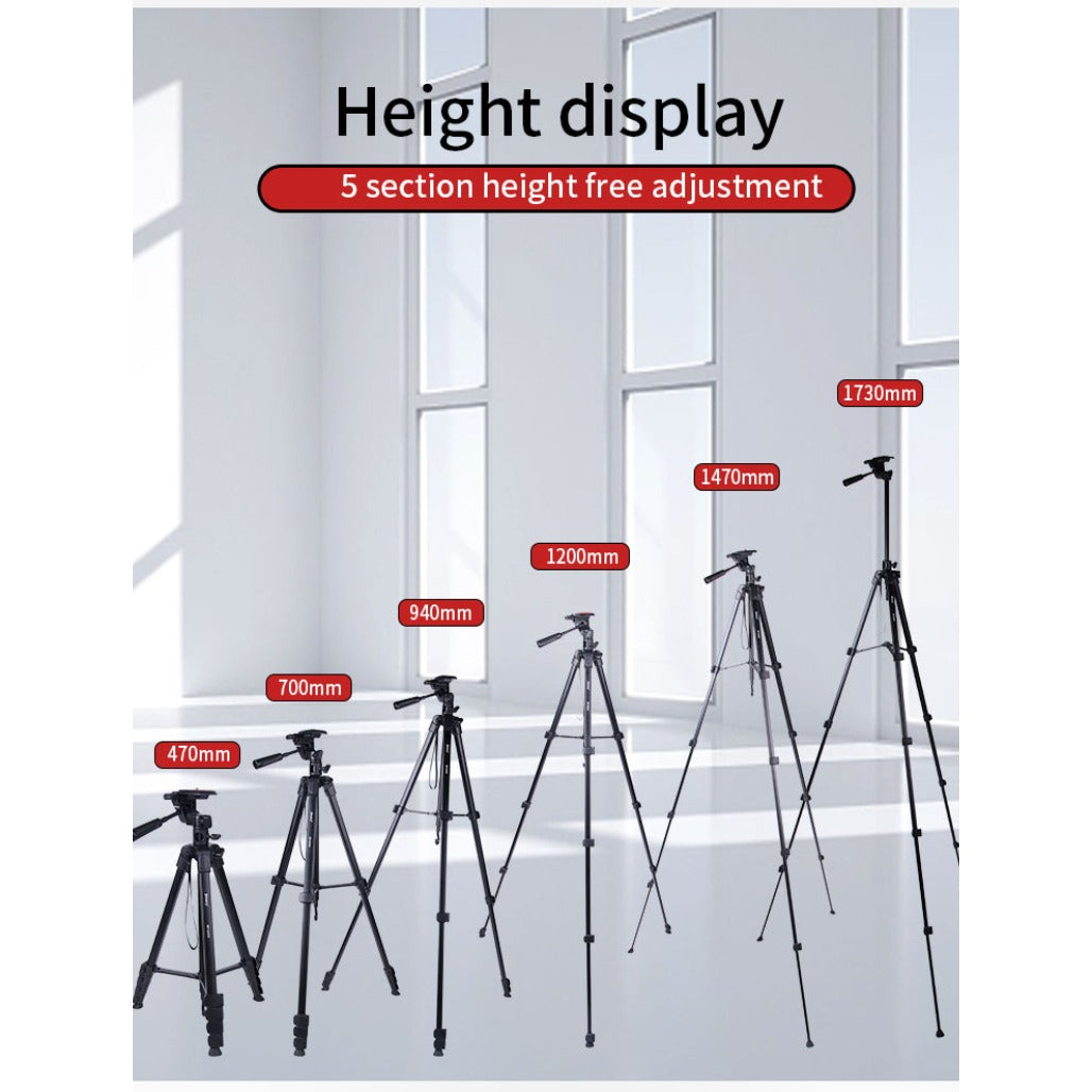 Jmary KP-2209 1.7M Horizontal Axis Tripod for Camera & Mobile - 20 Pieces