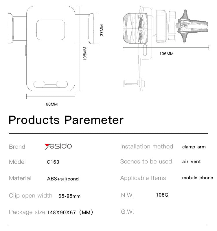 Yesido C163 Hot Selling Air Vent Phone Holder
