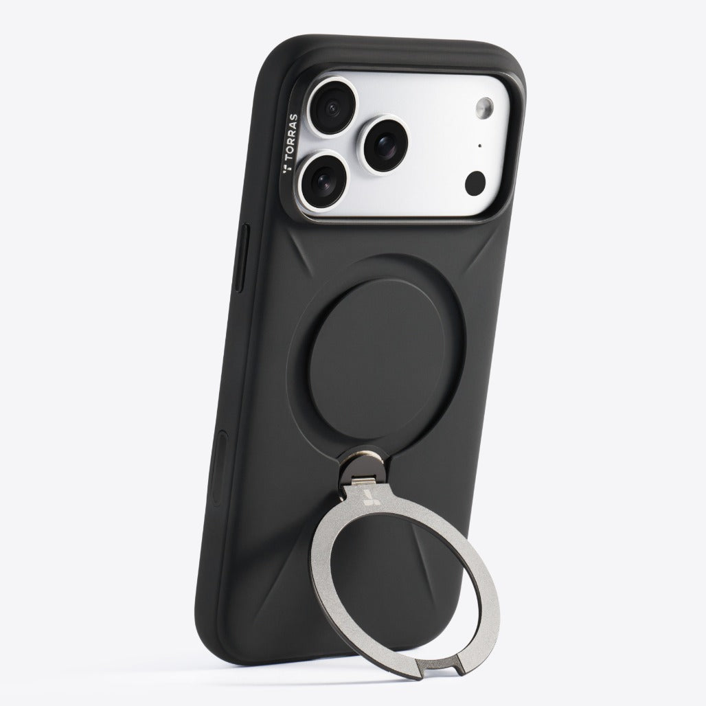 Torras Ostand Spin Q3 Air Silicone for iPhone 17 Pro Max - Obsidian Black