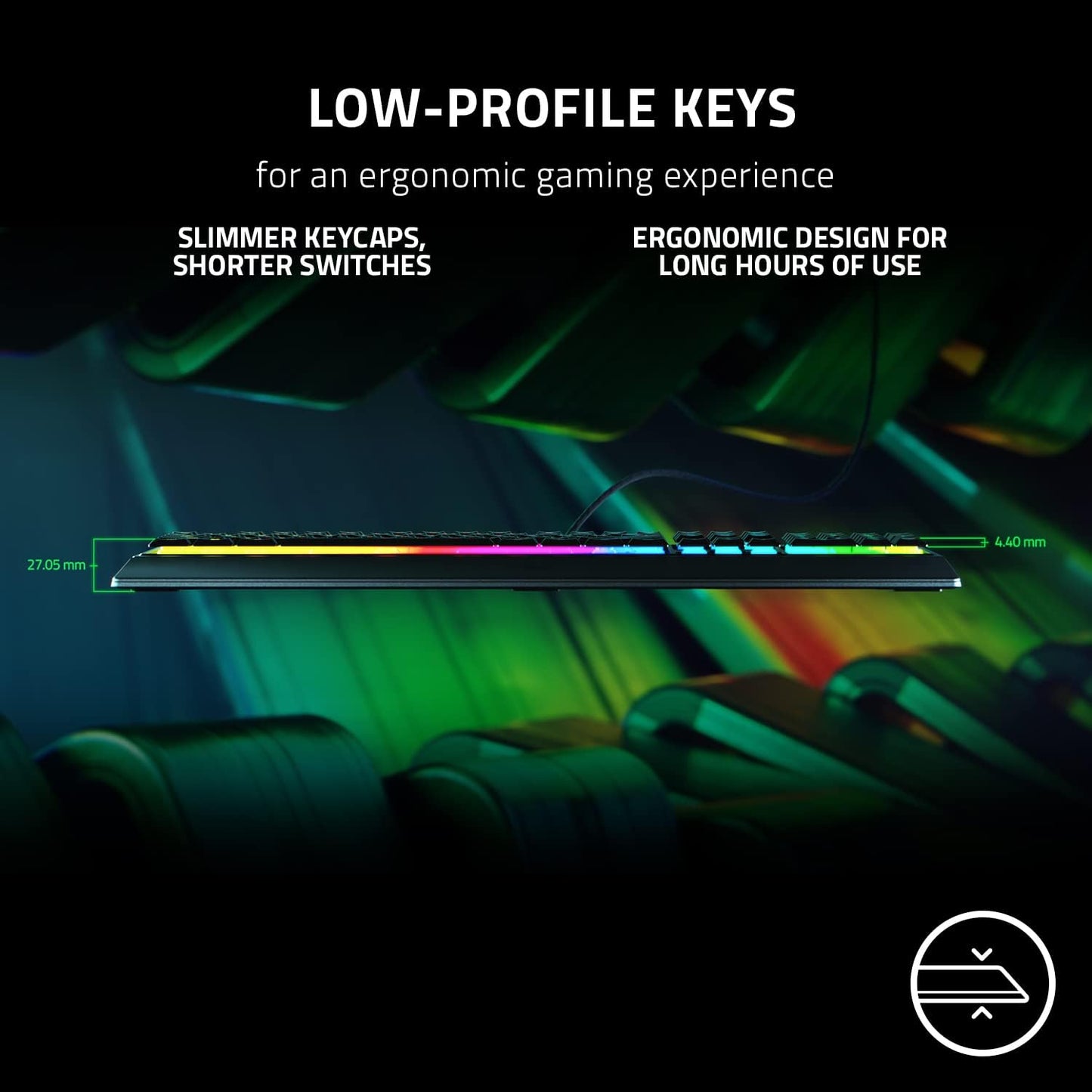 Razer Ornata V3 – Ergonomic Clicky Gaming Keyboard with Razer Chroma™ RGB