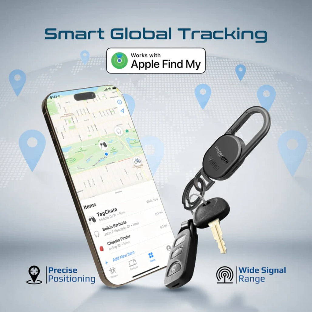 Promate TagChain Smart Carabiner Keychain with Apple Find My Precision Locator