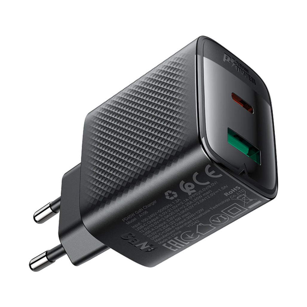 Acefast A106 Fast Charge Wall Charger  PD45W (1xUSB-C+1xUSB-A) EU