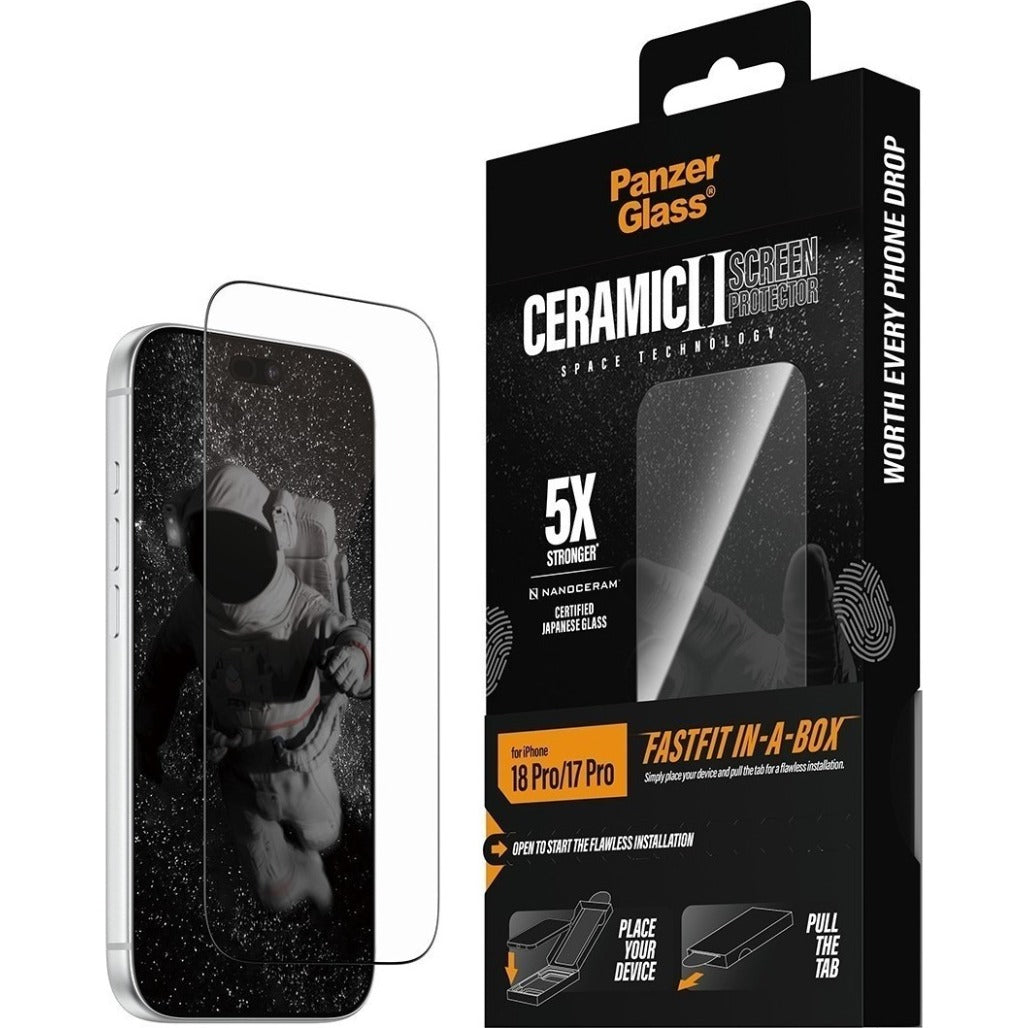 PanzerGlass Ceramic Screen Protector for iPhone 18 Pro/18 Pro Max w. FASTFIT IN-A-BOX
