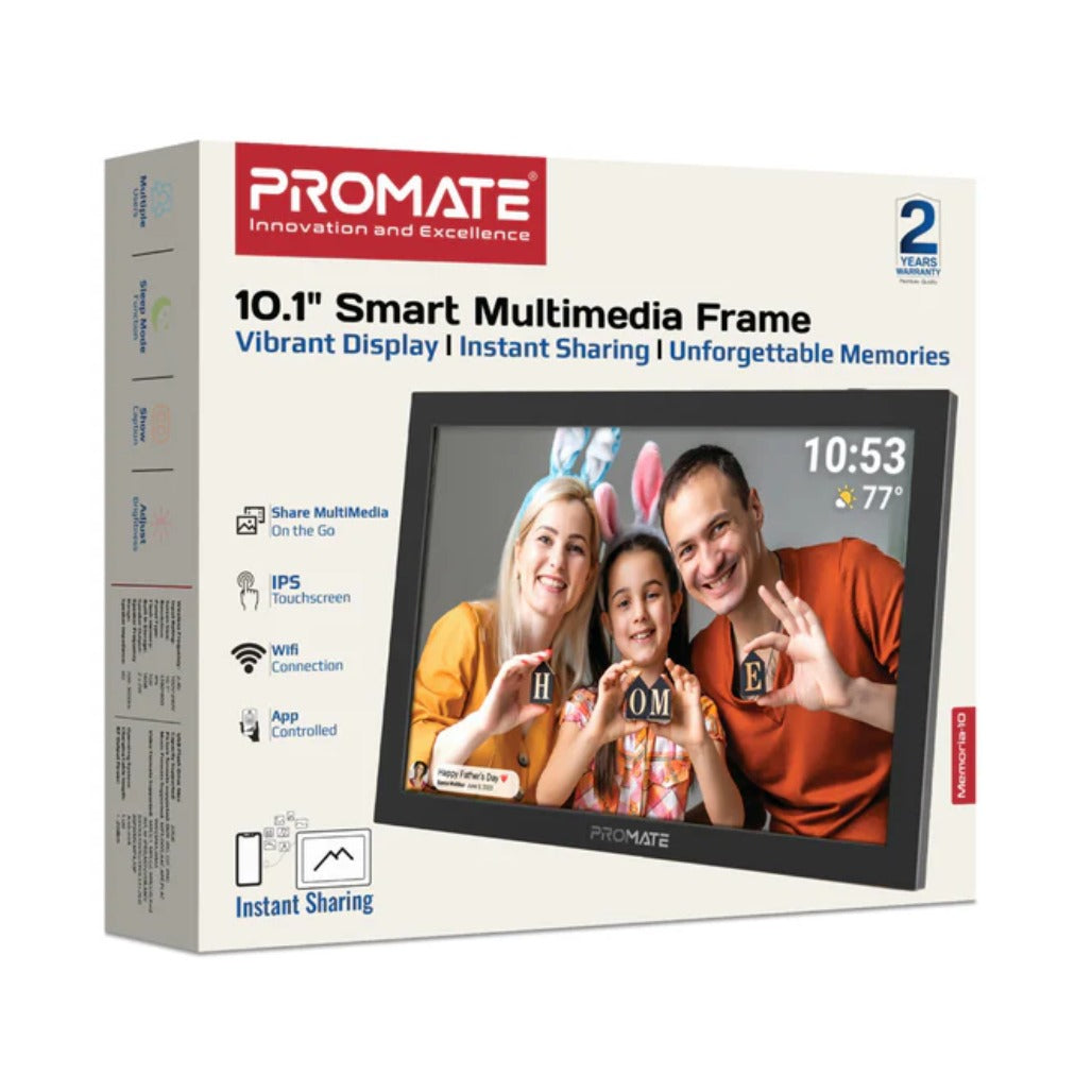 Promate Memoria-10 - 10.1" Vibrant Full HD Smart Multimedia Wi-Fi Digital Photo Frame