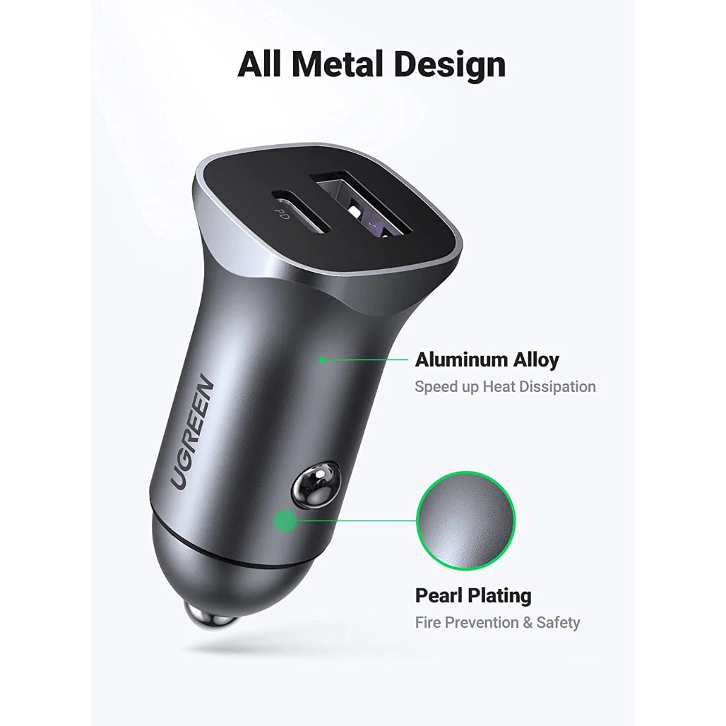 UGREEN 40858 30W Car Charger with 60W USB C Cable PD&QC3.0 Fast Charge