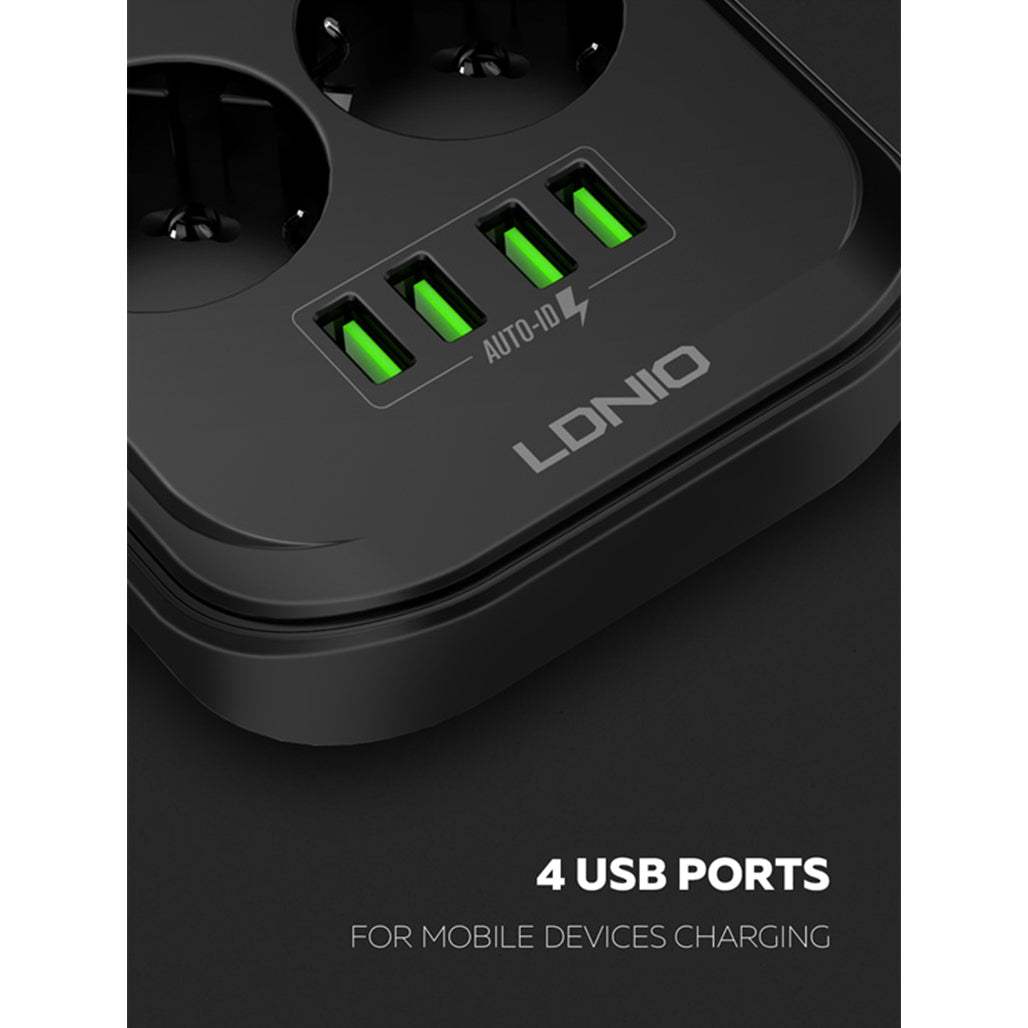 LDNIO SE6403 2500W Defender Series 6 AC + 4 USB Outlets EU Power Strip