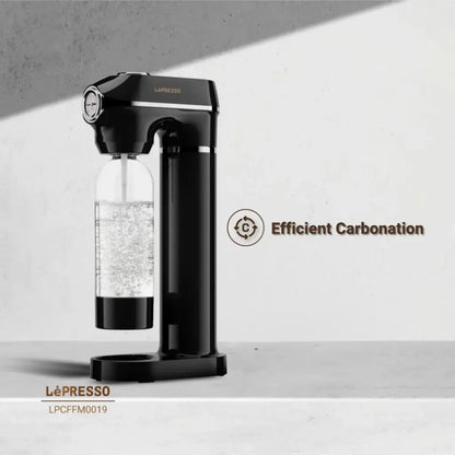 Lepresso Carbonator Instant Sparkling Water with Pressure Gauge & Efficient Carbonation- Black