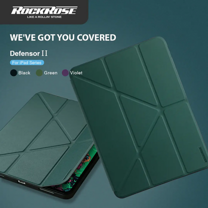 RockRose Defensor II - Smart Tri-Fold Folio For iPad 7 8 & 9 10.2" - Black