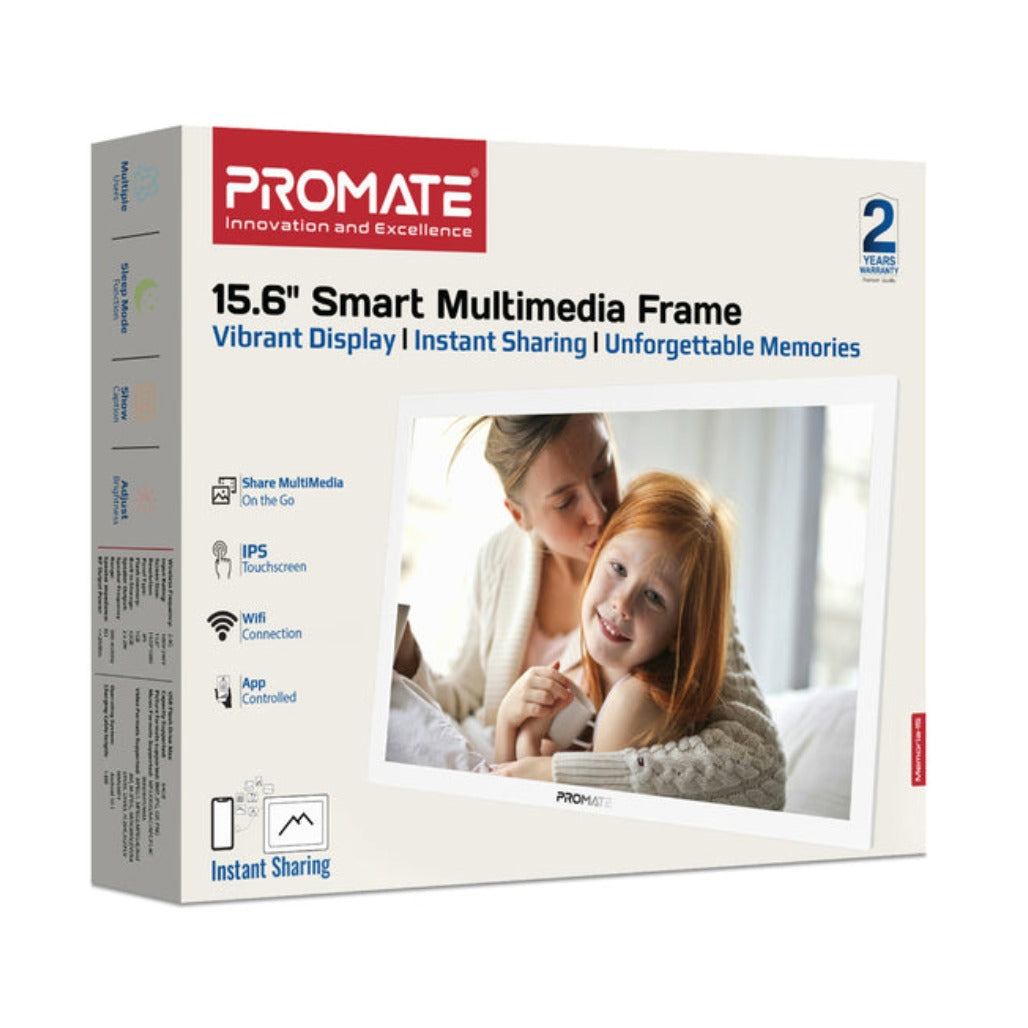 Promate 15.6" Vibrant Full HD Smart Multimedia Wi-Fi Digital Photo Frame - Black