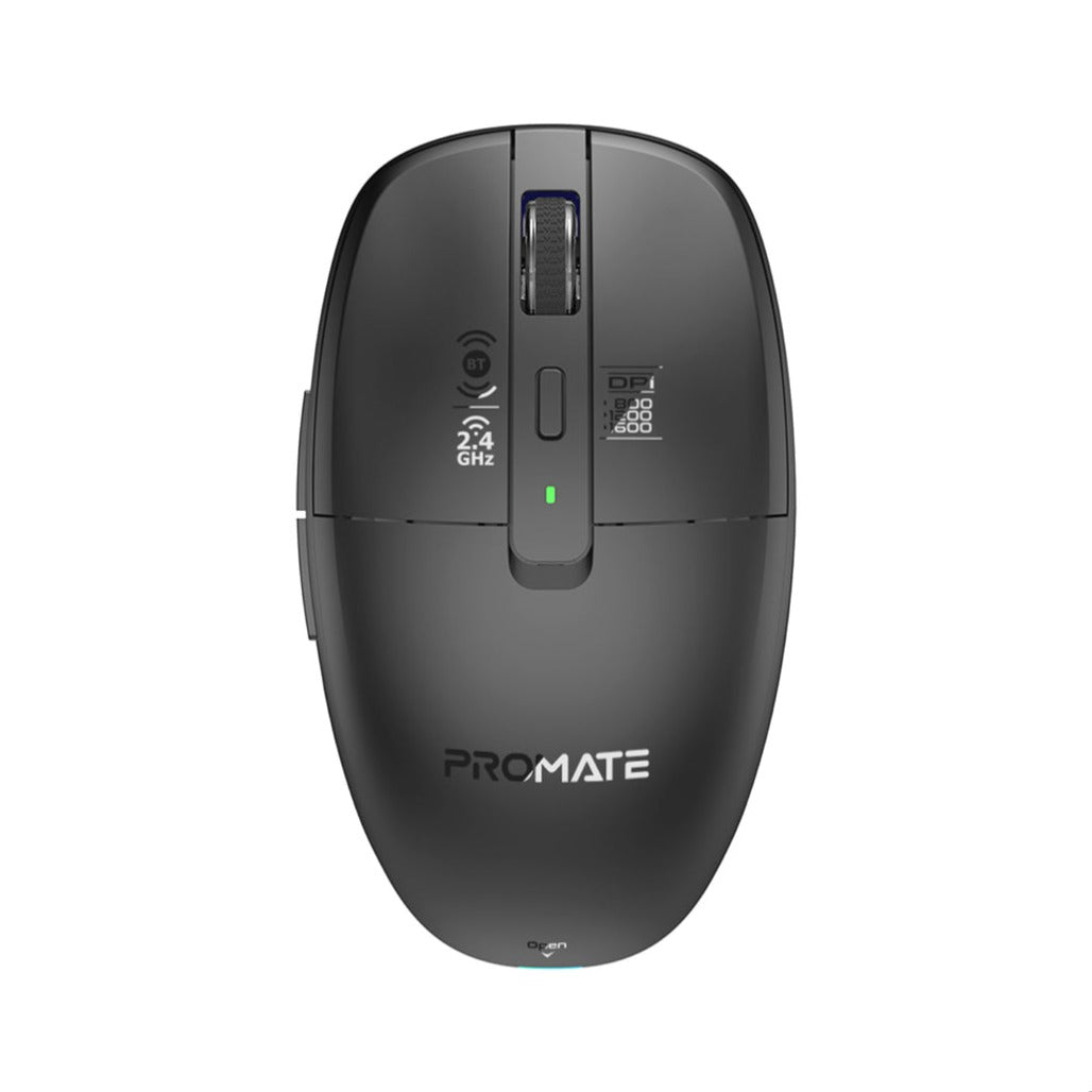 Promate Flixi - Dual Mode Wireless Mouse with Rechargeable Battery BT & 2.4GHz Connectivity