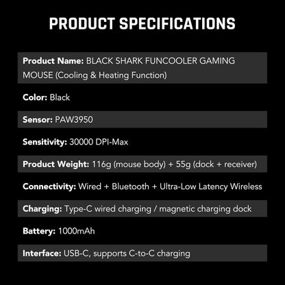 Black Shark Funcooler Wireless Gaming Mouse with Active Cooling & Heating