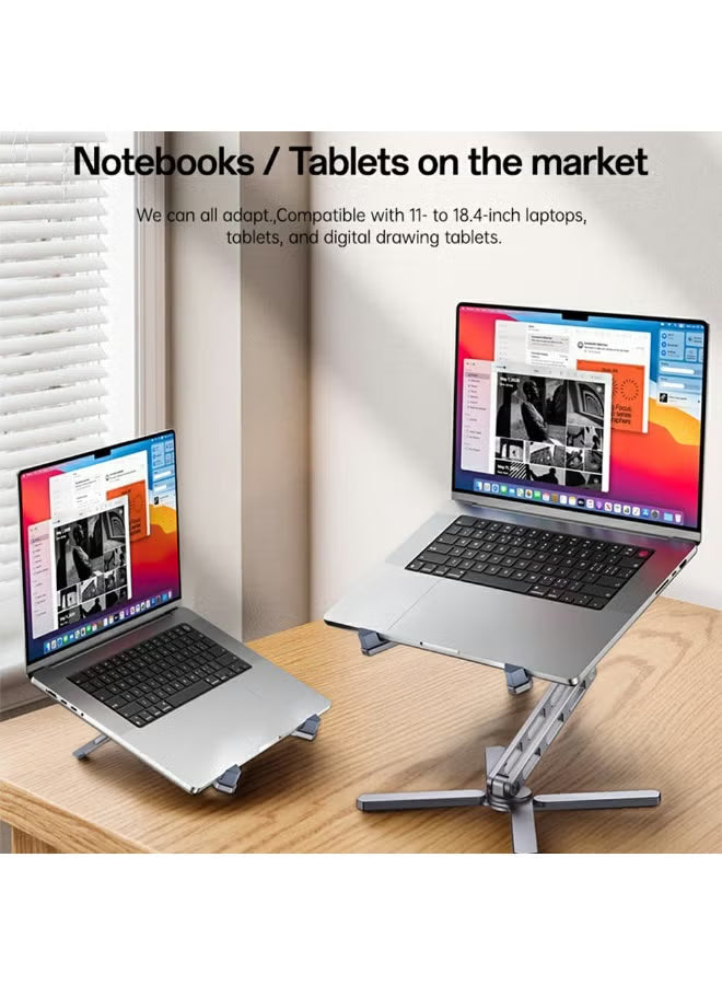 Yesido LP09 360° Rotating Aluminum Laptop Stand - 3-Axis Adjustable & Foldable Ergonomic Notebook Riser for 11-18.4" Devices - Silver