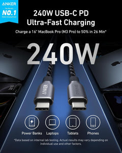 Anker Prime USB-C to USB-C Cable – 6ft (240W, Upcycled-Braided)