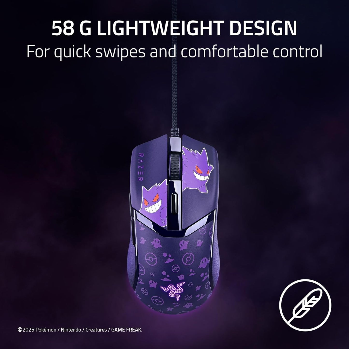 Razer Cobra Pokémon Gengar Edition - Lightweight Wired Gaming Mouse