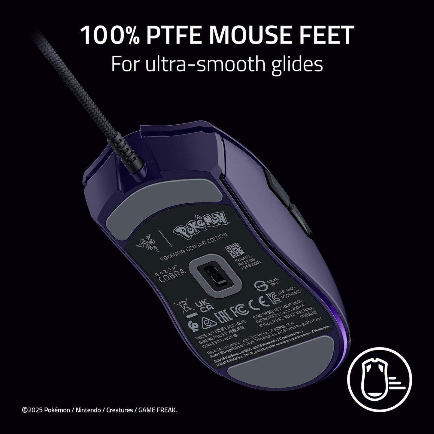 Razer Cobra Pokémon Gengar Edition - Lightweight Wired Gaming Mouse