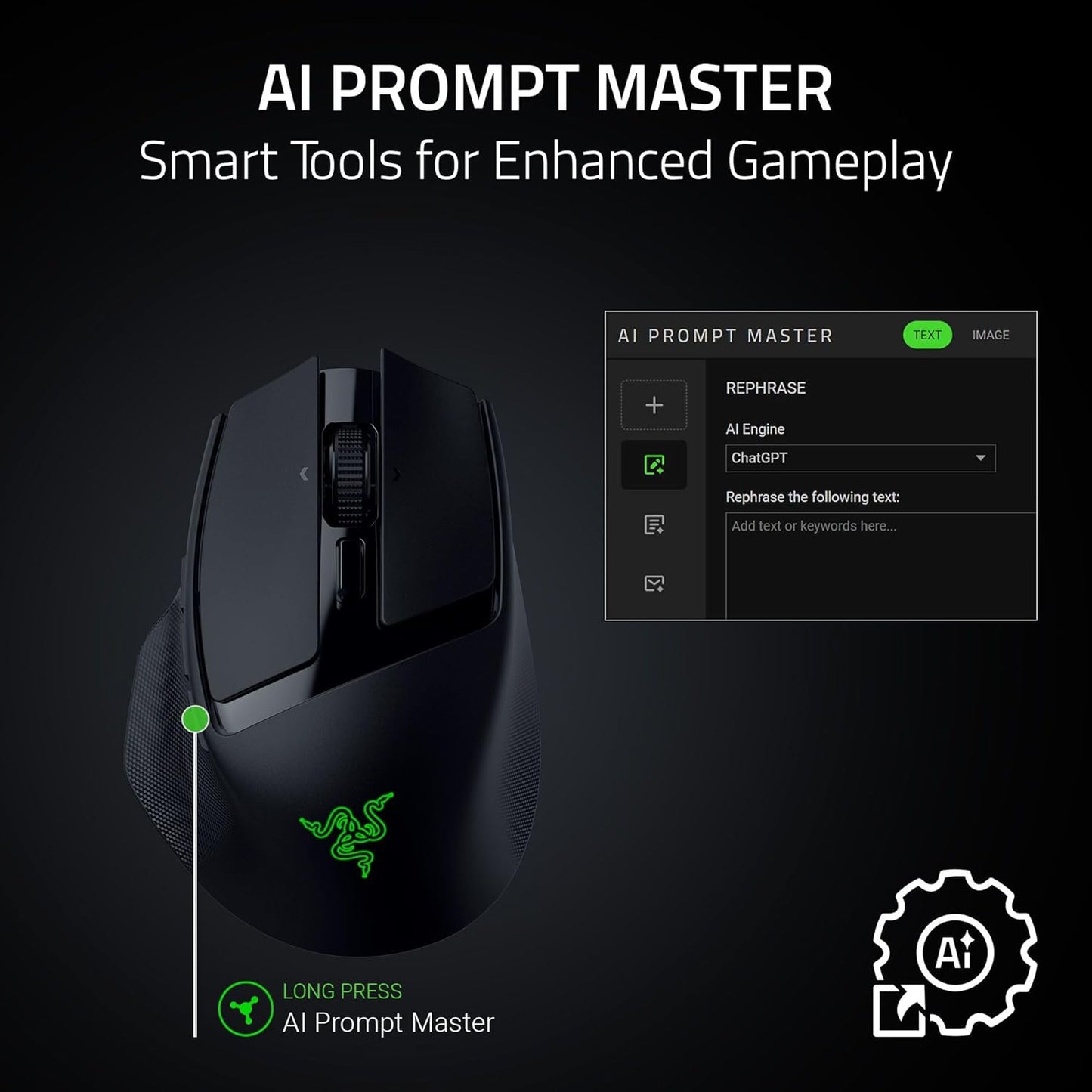 Razer Basilisk Mobile- Portable Ergonomic Wireless Gaming Mouse