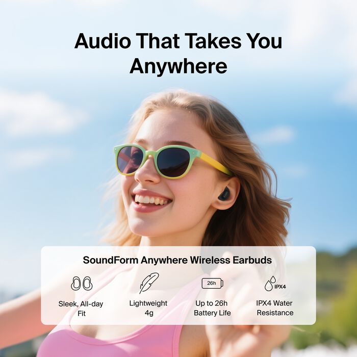 Belkin SoundForm Anywhere True Wireless Earbuds - Black