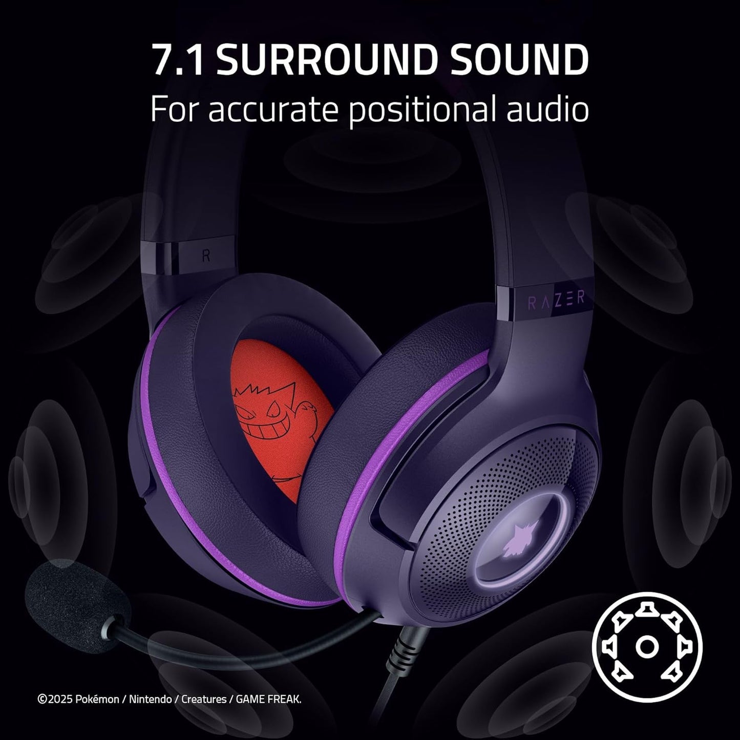 Razer Kraken Kitty V2 Pokémon Gengar Edition - USB Wired Headset