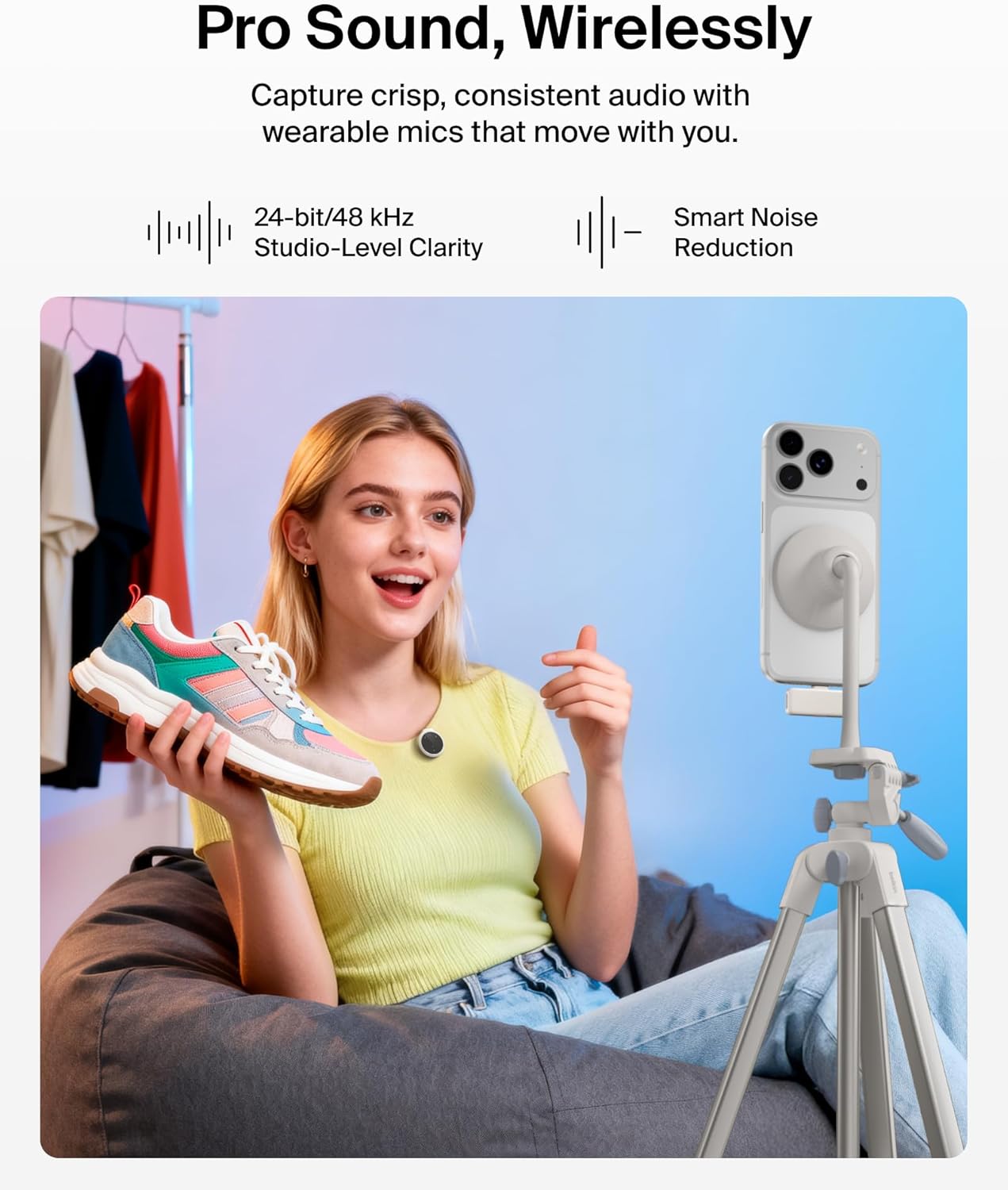 Belkin Stage Wireless Microphone - USB-C Dual Mic Kit - Sand