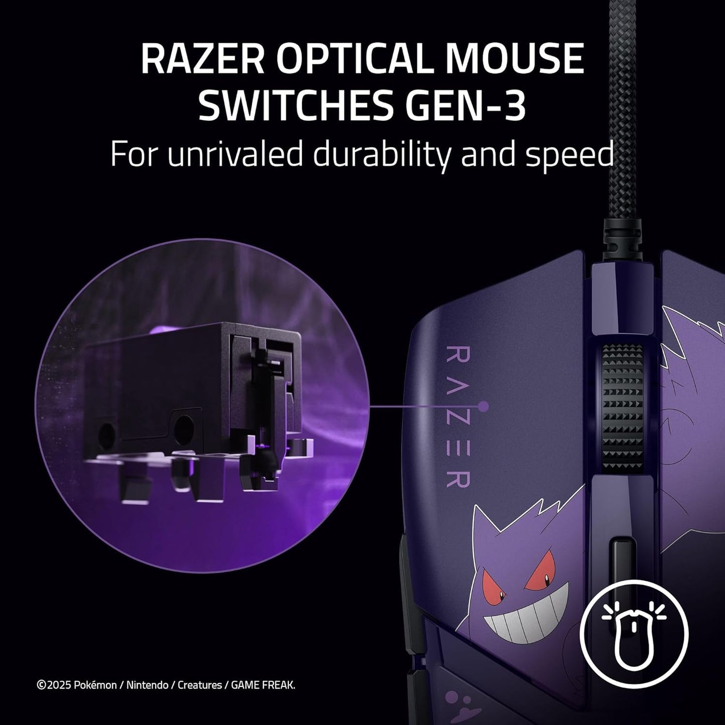 Razer Cobra Pokémon Gengar Edition - Lightweight Wired Gaming Mouse