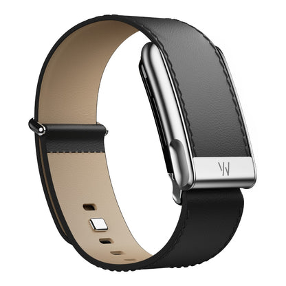 WHOOP MG LeatherLuxe Straight Band - Small/Medium -  Black/Cream With Titanium